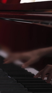 弹奏钢琴手部特写黑白琴键视频