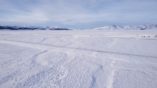 航拍冬天冰天雪地风格视频