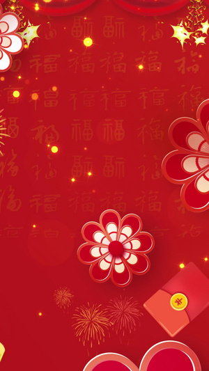 红色动态光效中国风花瓣喜庆新年循环背景视频30秒视频