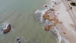 4K航拍深圳沿海海滨海滩21秒视频