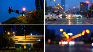 4K实拍城市夜景交通117秒视频