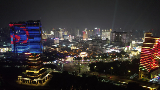 广西南宁畅游阁夜景灯光航拍视频