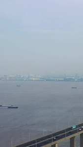 航拍长江上的大桥江苏苏通大桥视频