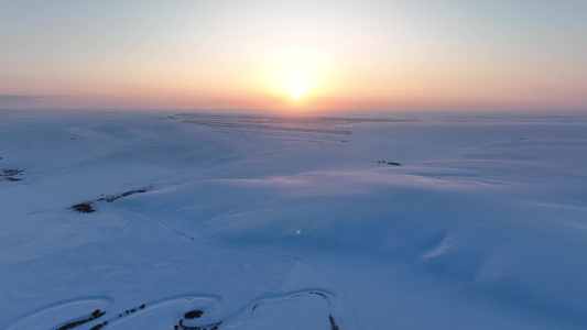 内蒙古冬季雪原风景视频