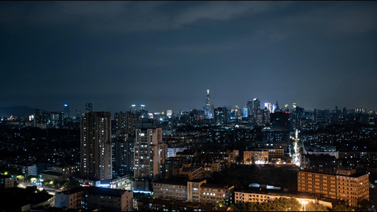 8k南京城市夜景四平路CBD延时视频视频