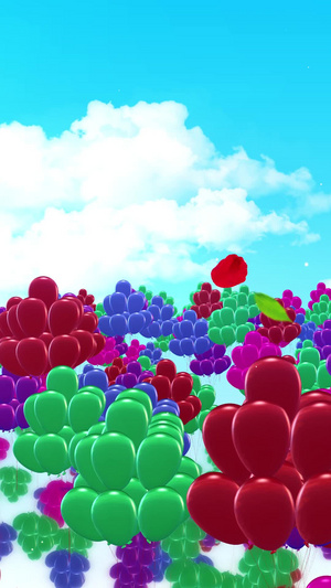 唯美的气球背景素材七彩气球背景30秒视频