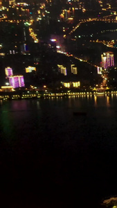 航拍武汉城市灯光秀夜景高清视频长江大桥视频
