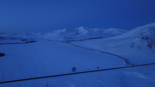 大兴安岭自然风光寒冬雪山雪景夜色视频