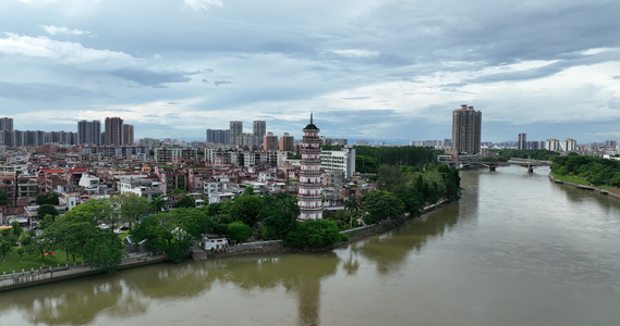 广东省东莞市金鳌洲塔航拍视频