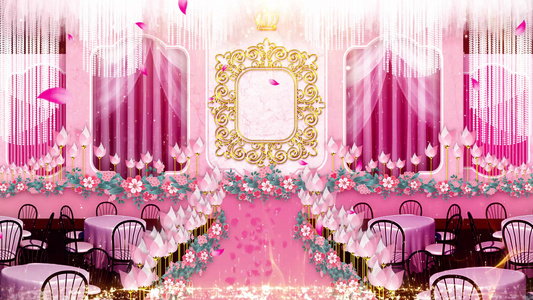 4K粉色浪漫婚礼舞台背景视频视频