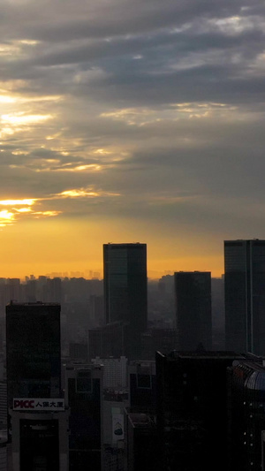 成都市宣传片素材清晨日出光辉绝美奇观航拍成都发展121秒视频