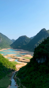 高清竖屏航拍隆安更望湖仙境美景视频