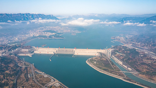 壮美三峡大坝超级水利工程壮丽山河航拍延时视频