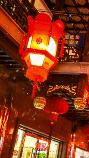 喜庆夜晚城市背景视频红灯笼40秒视频