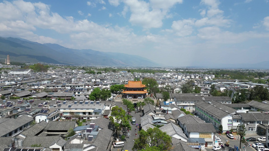 云南大理古城苍山洱海风景航拍视频