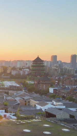 航拍景德镇御窑厂国家考古遗址4A景区夕阳古建筑城市夕阳39秒视频