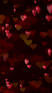 红色爱心粒子上升舞台背景感恩节，婚礼，婚庆，唯美，浪漫，爱心背景视频
