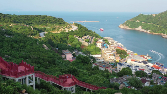 海岛风光栈道港湾视频