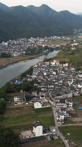 航拍5A景区绩溪龙川景区古镇全景视频旅游景点视频