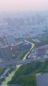 上海世纪大道陆家嘴航拍城市风光视频