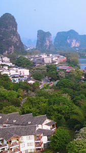 阳朔遇龙河十里画廊风景航拍桂林旅游视频