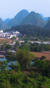 阳朔遇龙河十里画廊风景航拍广西旅游视频