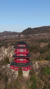 航拍张家界天子山天子阁古建筑视频