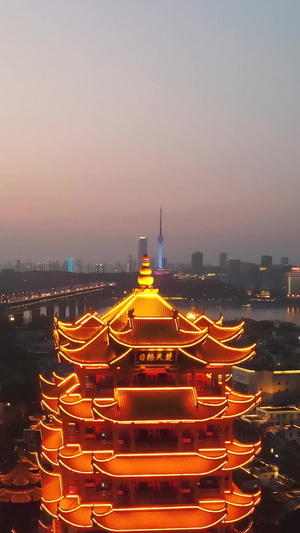 航拍中国三大名楼之首黄鹤楼旅游地标素材景区宣传41秒视频