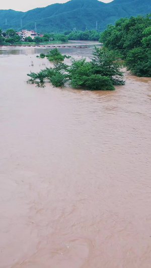 梅雨季夏季雷雨天气暴雨后江河涨水自然灾害洪峰过境航拍南方雨季59秒视频