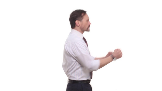 商人在白色背景下跳舞视频