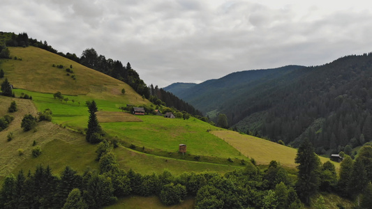 乌克兰自然全景喀尔巴阡山脉美丽的蓝天背景上的森林视频