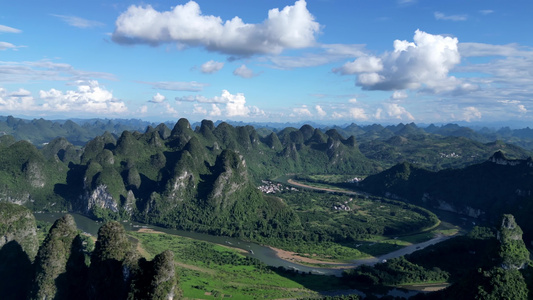 航拍桂林阳朔漓江山水自然风光美景视频