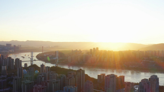 4K航拍城市清晨日出视频素材视频