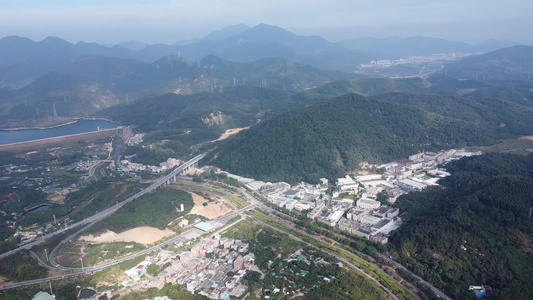 航拍广东省东莞市清溪镇城市风光视频