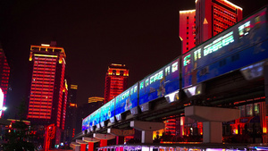 4K实拍重庆夜景地铁28秒视频