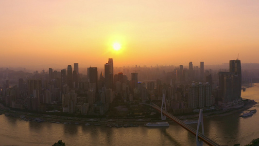 4K航拍重庆日落城市风光视频