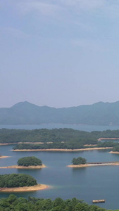 航拍江西九江庐山西海星罗密布的小岛风景旅游景点视频