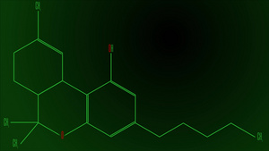 动画绿线绘制四氢大麻酚分子30秒视频