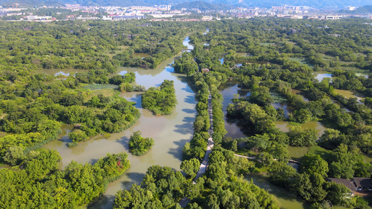 杭州5A风景区西溪湿地西区航拍4K视频