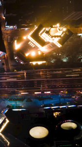 上海五角场无人机俯拍下降延时延时摄影视频