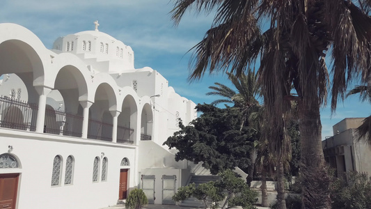 在圣托里尼岛的正统大都会教堂视频