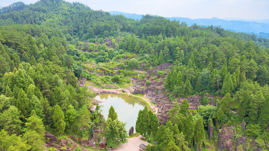 湖南红石林景区4K航拍视频