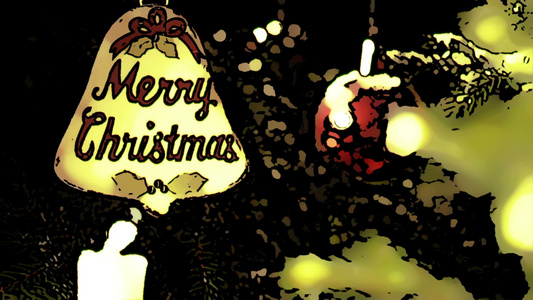 圣诞节的标志和圣诞树上的蜡烛视频