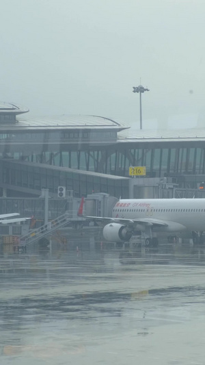 机场停机坪上滑行的飞机客机飞机滑行36秒视频