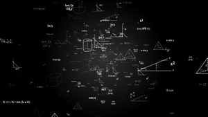 灰色渐变数学公式符号中心发散展示动画40秒视频