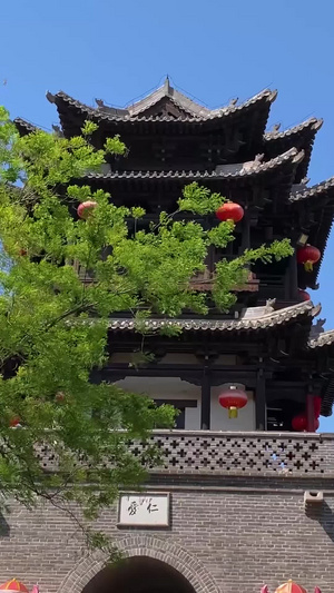 实拍5A景区山东台儿庄景区街景视频合集历史建筑78秒视频