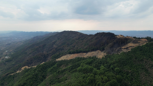 重庆北碚山火过后的缙云山焦土与隔离带航拍资讯素材视频