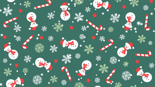 雪人雪花运动图形的圣诞节背景图案视频