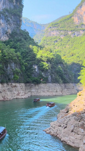 巫山小小三峡5A景区游船航拍风景区视频