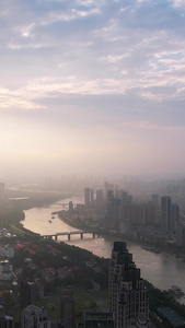 航拍城市蓝天白云晴朗天空落日阳光江景天际线高楼街景素材城市素材视频